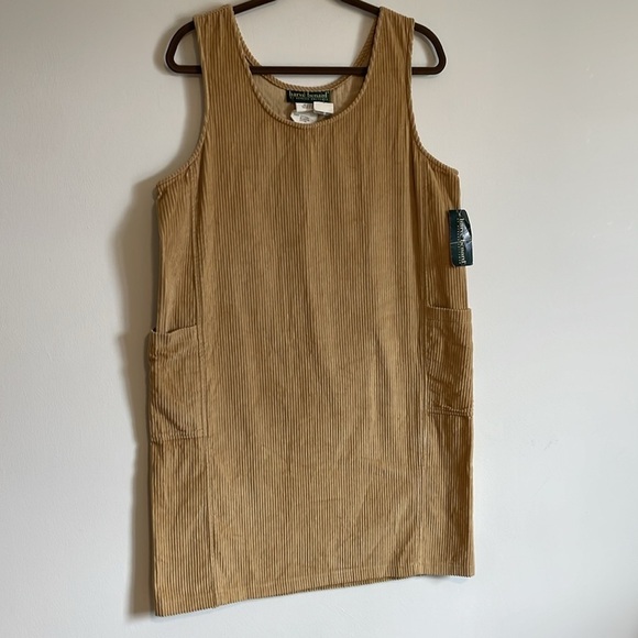 VTG Corduroy Overall Dress 12 Harve Bernard Tan Deadstock Apron NWT Academia - Picture 3 of 14